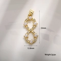 Détail du pendentif infini de 33mm avec perles et dimensions techniques affichées - Style Infini en Chiffre 8 avec Perle Artificielle (A0096 Perle 8)