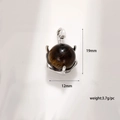 Pendentif œil de tigre avec monture en griffes argentées, 19mm sur 12mm, poids de 3,7g - Style Sphérique Oeil de Tigre (A129-13) / Argent