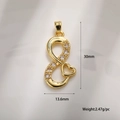 Détail du pendentif cœur infini doré avec zircones, dimensions 30mm x 13,6mm - Style Cœur Infini (A0096 Cœur Chiffre 8)
