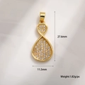 Pendentif ruban infini avec zircons pour la création de bijoux DIY, 27,6 x 11,5 mm - Style Strass Infini Chiffre 8 (A0096 Zirconia)