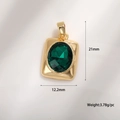 Detail view of oval emerald zircon pendant with dimensions 21mm and 12.2mm shown - A0095 Square Emerald