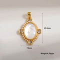 Détail du pendentif vintage ovale avec nacre blanche et perles, dimensions 29,2x19mm - Style Ovale Nacre Vintage (A129-10) / Or