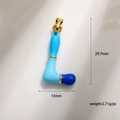 Detailed size view of blue gradient enamel letter L pendant with gold plating measurement - L