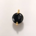 Round black multifaceted crystal pendant with gold plated metal claws and dual connection loops - 8mm Gold Black A0210