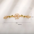 Connettore a fiore in zircone da 59mm con dimensioni per creazione gioielli fai-da-te - Oro Fiore Foglia Verde Strass (A0094-8)