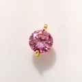 Detail of pink zircon planet charm in gold plated setting with double rings for jewelry making - 8mm Gold Pink A0210