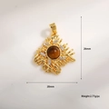 Vue détaillée du pendentif œil de tigre doré de 26 mm avec dimensions et poids précis - Style Losange Tressé Oeil de Tigre (A129-7) / Or