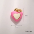 Ciondolo a cuore rosa con bordo dorato e dimensioni per la creazione di gioielli fai da te - Ciondolo Cuore Rosa Confetto (A0789)