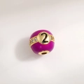 Purple enamel bead charm with golden number 2 and zircon inlay for DIY bracelet - Number 2 Billiard Style