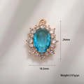 Sparkling blue emerald-cut zircon pendant with white stones in gold-plated setting - A0095 Blue