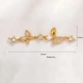 Detail eines 53,6 mm Schmetterlingsverbinders mit Zirkonia und Muschel für DIY-Schmuck - Gold Schmetterling Strass (A0094-4)