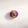 Purple billiard number 12 charm bead with sparkling rhinestones in gold plating - Number 12 Billiard Style