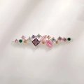 Makroaufnahme von buntem Edelstein-Anhänger mit Zirkonia in Tropfen- und Navetteform - Silber Mehrfarbiger Strass (A0094-2)