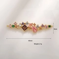 Makroaufnahme von 40mm Goldschmuck-Verbindungsstück mit bunten Zirkonia Blütenmustern - Gold Mehrfarbiger Strass (A0094-1)
