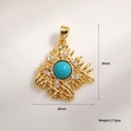 Pendentif doré 26mm style branche avec pierre turquoise et zircons brillants - Pendentif Turquoise (A129-1)