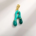 DIY gold-plated letter A pendant featuring a gradient of green enamel colors - Letter A
