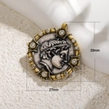 Antique gold finish coin pendant with Greek relief and 12 cubic zirconia stones - Classical Figure Side Profile Rhinestone Style (A00102)