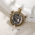 Detailed view of vintage coin pendant with 28mm height and 23mm width measurements - Vintage Gold Silver Two Tone Side Profile Style (A00103)