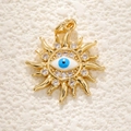 Gold plated sun pendant necklace with evil eye and sparkling zircon inlay on stone - Evil Eye Sun (A0199)