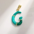 Gold-plated letter G pendant with blue and green enamel finish for DIY jewelry - Letter G
