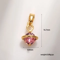 Pink zircon planet heart pendant in gold-plated finish, size 16.7mm x 8.4mm - Copper Real Gold Plated Pink Zirconia A0211