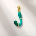 Gold-plated letter J charm with green gradient enamel finish and large bail - Letter J