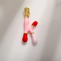 Pink and red enamel letter K pendant with gold plated bail for DIY jewelry crafting - Letter K