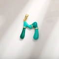 Letter M pendant with green gradient enamel finish and 18K gold plated copper - M