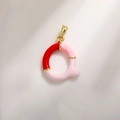 Gold-plated letter Q pendant with vibrant red and pink gradient enamel finish - Letter Q
