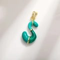 Letter S pendant with green enamel and gold plating for DIY jewelry making - S