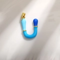Gold-plated letter U pendant featuring three shades of blue enamel for DIY jewelry making - Letter U