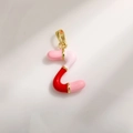 DIY letter Z pendant in gold plated copper with red and pink enamel segments - Letter Z