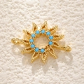 Golden sun-shaped zircon pendant with blue-green beads and two side loops - Dual Link Sun (A0198)