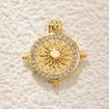 Gold-plated sun pendant with white zircon stones and textured finish detail - Center Sun (A0200)