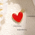 Ciondolo a cuore rosso in rame placcato oro reale con dimensioni 17,5 mm x 15,8 mm per collane - Stile Cuore Rosso (A0701)