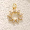 French style gold plated sun pendant necklace with sparkling cubic zirconia stones - Hollow Sun (A0197)