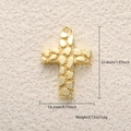 Colgante de corazón cruzado dorado para collares con medidas precisas y textura en relieve - Estilo Cruz Textura Roca Oro (A0785)