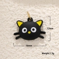 Pendentif chat noir minimaliste avec accents dorés pour la création de bijoux DIY - Pendentif Chat Noir Mat Goutte d'Huile (A0755)