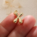 Colgante de letra X burbuja bañado en oro de 18k con acabado de espejo para joyería DIY - Letra X (A0783-X)