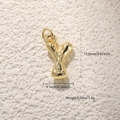 Colgante letra Y de burbuja chapado en oro de 18k con dimensiones y peso detallado - Letra Y (A0783-Y)