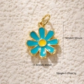 Gold-plated daisy flower charm pendant with blue and yellow enamel for DIY jewelry making - Blue Daisy Shape (A0811)