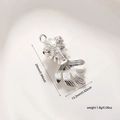 Silver koi fish pendant detail with orange gemstone eye and 24mm size dimensions - Silver 3-Section Goldfish