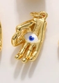 Gold-plated Hamsa Hand and Evil Eye pendant charm for DIY jewelry and bracelets - Enamel Blue Eye Hamsa (A0791-2)