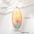 Detail showing dimensions of resin ocean pendant with real shells and starfish - Gradient Conch Oval Style