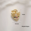 Detail of evil eye pendant with cubic zirconia and dimension labels 14mm by 10.5mm - Gold Triangle Teardrop Main Stone Multicolor Style (A0167-1)