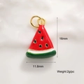 Detailed view of watermelon slice charm with enamel finish and gold metal loop - Watermelon Slice Charm (A0166)
