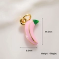 Pink enamel chili pendant charm with green accents and gold loop for jewelry making - Pink Pepper Charm (A0166)