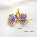 Macro shot of purple enamel bow pendant with dimensions 14.3mm and 0.9g weight - Romantic Purple Bow (A0166)