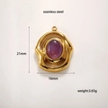 Pendentif doré en acier inoxydable avec pierre violette, taille 21 mm sur 16 mm - Pendentif irrégulier avec pierre violette (A0124-2) / 21mm*16mm / Or