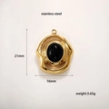Pendentif en pierre noire avec cadre en acier inoxydable doré forme goutte 21mm - Pendentif irrégulier en agate noire (A0124) / 21mm*16mm / Or